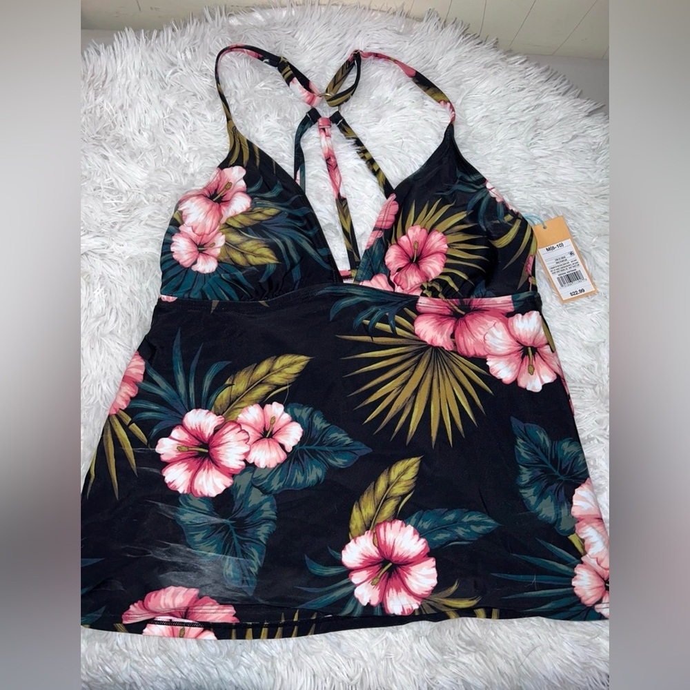 Floral tankini with padded bra area.